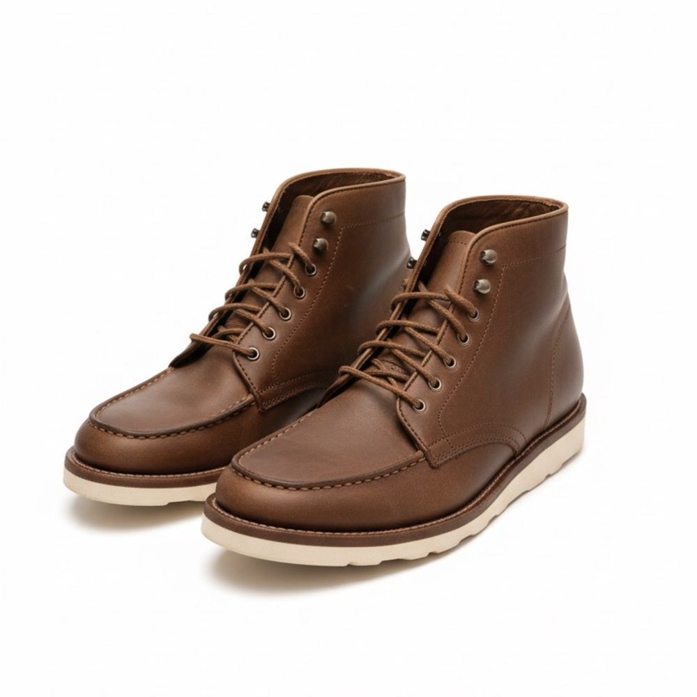 Men's Brown Leather Boots - Picture 4 of 11
